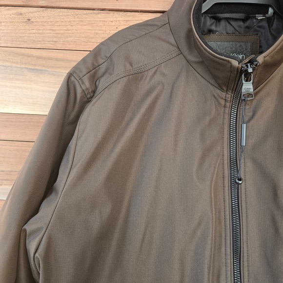 Calvin Klein Mens Classic Zip-Front Ripstop Bomber Jacket Tech XL Dark Tan - Picture 4 of 15